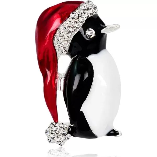 imageChristmas Santa Penguin Rhinestone Brooches for Women Girls Fashion Antique Alloy Enameled Cute CZ Red Hat Bird Animal Brooch Pins Scarves Shawl Clip Neck Bow Tie Necktie Dress Accessories Jewelry