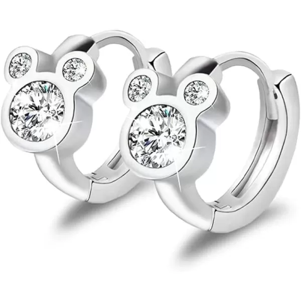 imageCubic Zirconia Small Hoop Earrings 925 Sterling Silver Plated Hypoallergenic CZ Mouse Cute Cartilage Huggie Hoops for Women 16G Piercing Ear StudClear