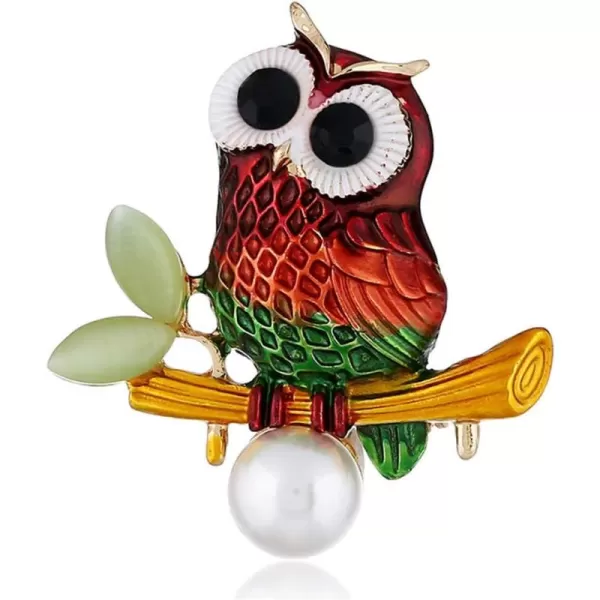 imageCute Owl Brooches for Women Girls Fashion Antique Gold Tone Alloy Pearl Resin Cute Colourful Bird Animal Brooch Pins Scarves Shawl Clip Neck Bow Tie Necktie Dress Accessories Jewelry Unique Gifts