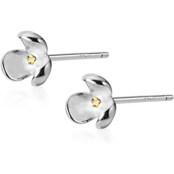 imageDainty Clover Flower Stud Earrings for Women 925 Sterling Silver Hypoallergenic Cute Small Floral Leaf Statement Cartilage Tragus Post Pin Fashion Minimalist Birthday Wedding Jewelry Gifts