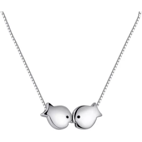 imageDtja Sterling Silver Fish Necklace for Women Lovers Cute Polished Kissing Fishes Pisces Charm Pendant Choker Necklace Adjustable Chain 18quot Fashion Jewelry Delicate Birthday Christmas Valentine