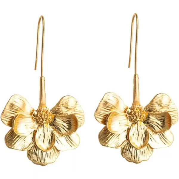 imageLong Flower Linear Dangle Earrings for Women Gold Charms Blossom Threader Drop Dangling Hook Stud for Piercing Ear Boho Retro Y2K Jewelry