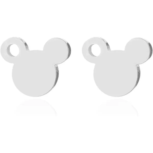imageMinimalist Mouse Small Stud Earrings for Women Teen Girls Stainless Steel Hypoallergenic Cute Silhouette Buttton Studs Cartilage Tragus Post Fashion Punk Birthday Christmas Halloween Jewelry Gifts Silver