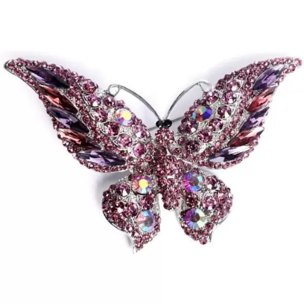 imageRhinestone Butterfly Brooch Pin for Women Girls Fashion Exquisite Big Blue Crystal Empress Monarch Winged Brooches Lapel Pins Elegant Dress Accessories Wedding Christmas Birthday Jewelry Gift Purple