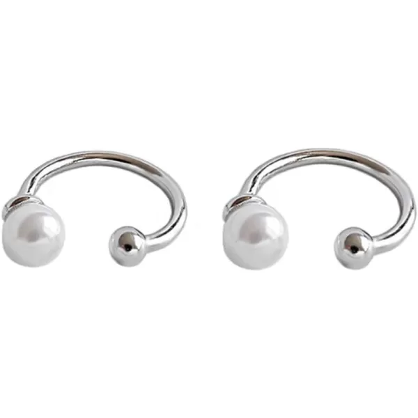 imageShell Pearl Cuffs Clip on Earrings for Women Girls 925 Sterling Silver Faux Pearl Huggie Small Hoop Cartilage Cute Bead Wrap NonPierced Ear Dainty Hypoallergenic Minimalist Jewelry Gift1 Faux Pearl