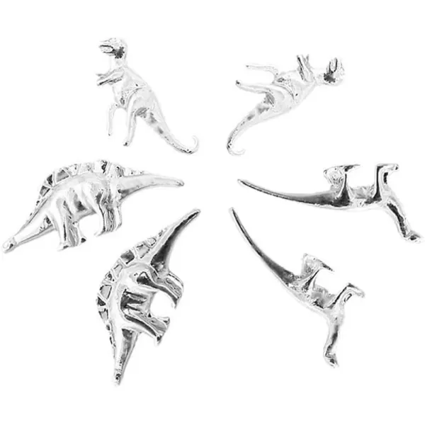 imageVintage Dinosaur Earrings Set for Women Silver Tone Hypoallergenic Cute Small Dragon Brontosaurus Animal Studs Cartilage Tragus Post Minimalist Simple Jewelry 3 Pairs