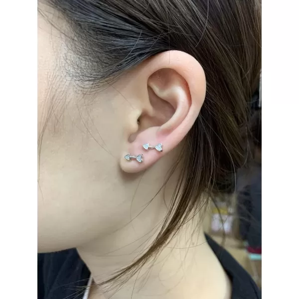 image18G CZ Love Heart Arrow Cartilage Tragus Stud Earrings for Women 925 Sterling Silver Hypoallergenic for Sensitive Ear Geometric Triangle Tiny Small Studs 4mm Ball Screw Back Barbell Piercing Jewelry