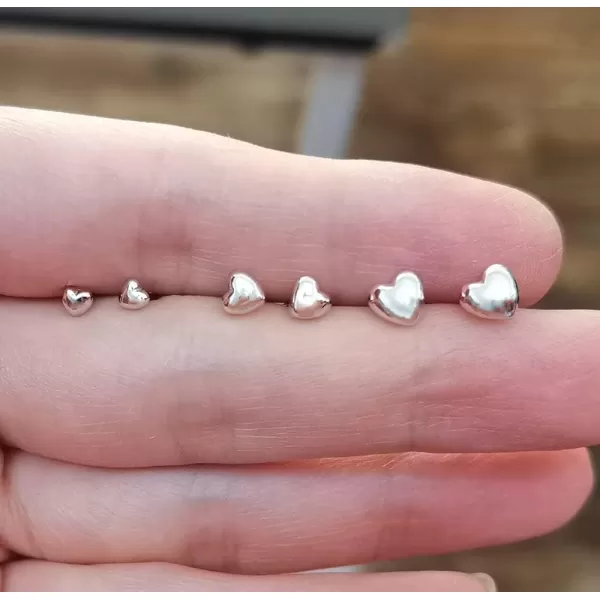 image3 Pairs Tiny Love Heart Stud Earrings Sterling Silver Set for Women Girls Cute Cartilage 20g Studs Tragus Sleeper Post Pin Hypoallergenic Piercing Body Jewelry Gifts