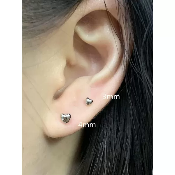 image3 Pairs Tiny Love Heart Stud Earrings Sterling Silver Set for Women Girls Cute Cartilage 20g Studs Tragus Sleeper Post Pin Hypoallergenic Piercing Body Jewelry Gifts