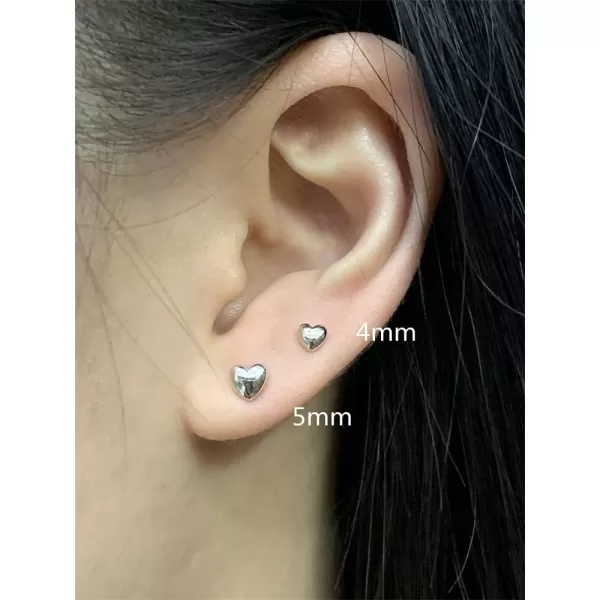 image3 Pairs Tiny Love Heart Stud Earrings Sterling Silver Set for Women Girls Cute Cartilage 20g Studs Tragus Sleeper Post Pin Hypoallergenic Piercing Body Jewelry Gifts