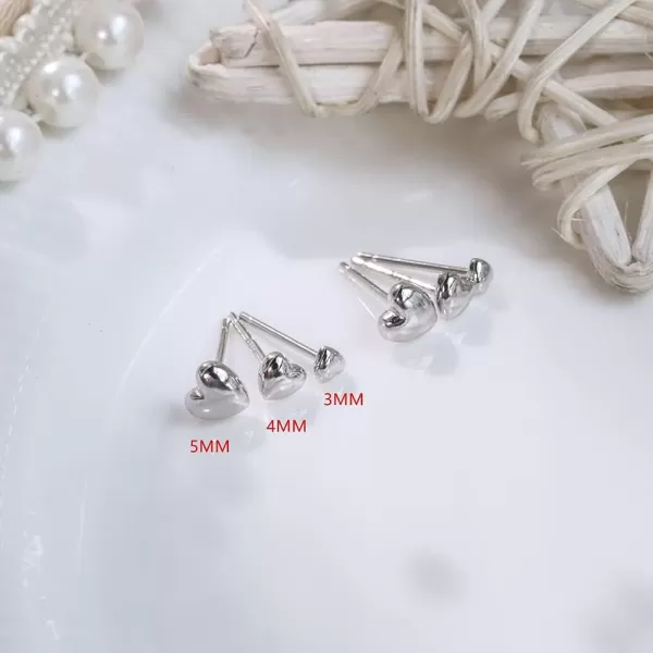 image3 Pairs Tiny Love Heart Stud Earrings Sterling Silver Set for Women Girls Cute Cartilage 20g Studs Tragus Sleeper Post Pin Hypoallergenic Piercing Body Jewelry Gifts
