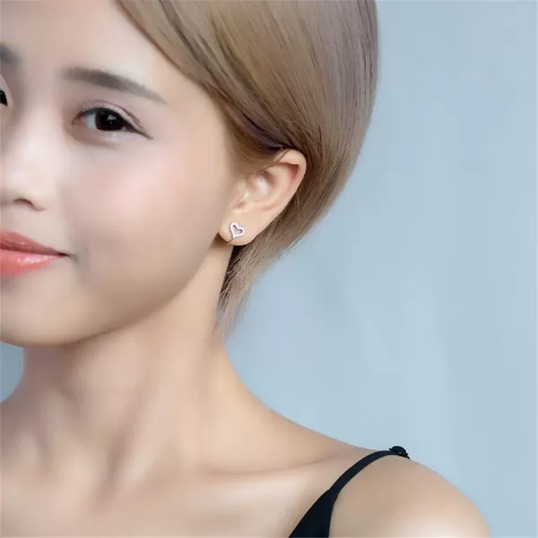imageCZ Love Heart Cuff Open Hoop Cartilage Climber Earrings for Women Teen Girls S925 Sterling Silver Tiny Minimalist Dainty Crystal Cute Bead Wrap Clip on for Non Piercing Upper Ear Lobe Hypoallergenic