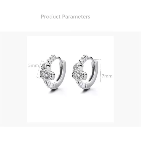 imageCZ Sideways Heart Cartilage Small Hoop Earrings for Women Cubic Zirconia Tiny Love Beaded Huggie Hoops Hypoallergenic Earring Delicate Birthday Holiday Easter Gift 7mm