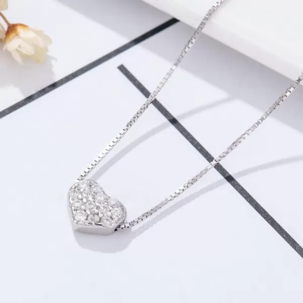 imageCrystal Heart Necklace Sterling Silver Tiny Pave CZ Love Pendant Choker Necklaces for Women SilverToned Dainty Cute Adjustable Box Chain Hypoallergenic Wedding Jewelry 17quot