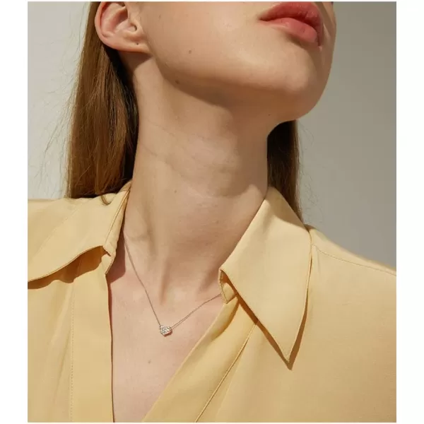 imageCrystal Heart Necklace Sterling Silver Tiny Pave CZ Love Pendant Choker Necklaces for Women SilverToned Dainty Cute Adjustable Box Chain Hypoallergenic Wedding Jewelry 17quot