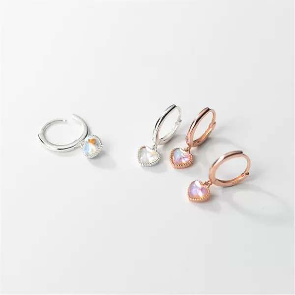 imageCrystal Love Heart Dangle Drop S925 Sterling Silver Small Hoop Earrings for Women Girls Hypoallergenic Cute Cartilage Huggie Hoops Retro Birthday Wedding Party Y2K Jewelry 10mm