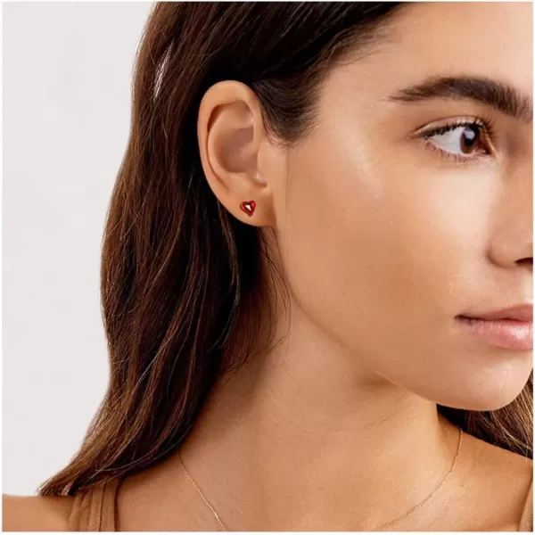 imageCute Red Heart Stud Sterling Silver Small Cartilage Earrings for Women Lovely 20g Barbell Ball Scewback Tragus Hypoallergenic Wedding Valentine Christmas Jewelry for Her