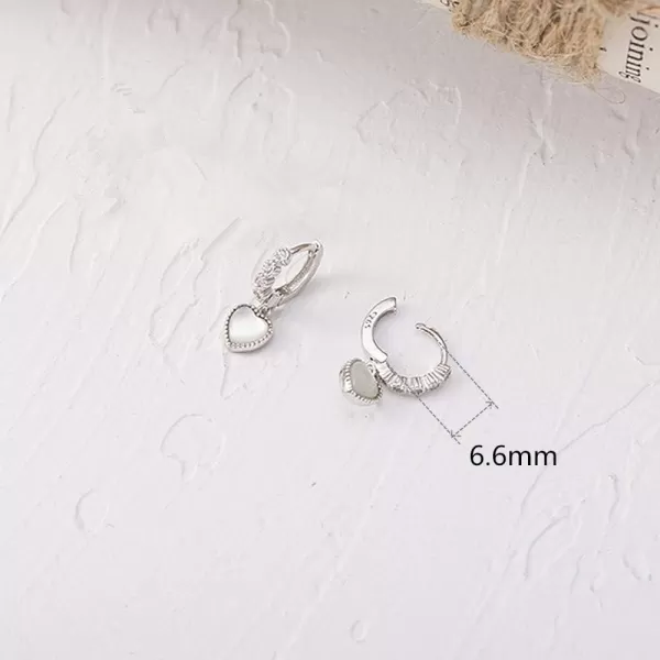 imageDainty Love Heart Dangle CZ Sleeper Small Hoop Earrings for Women 925 Sterling Silver Cubic Zirconia Tiny Cute Cartilage Hypoallergenic for Sensitive Ear Jewelry GiftsSilver