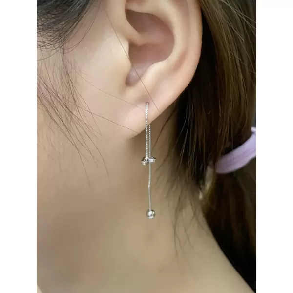 imageDainty Threader Love Heart Earrings for Women S925 Sterling Silver Hypoallergenic for Sensitive Ears Tiny Long Chain Piercing Dangle Drop Ball Screw Back Barbell Stud Climber Crawler Jewelry Cute