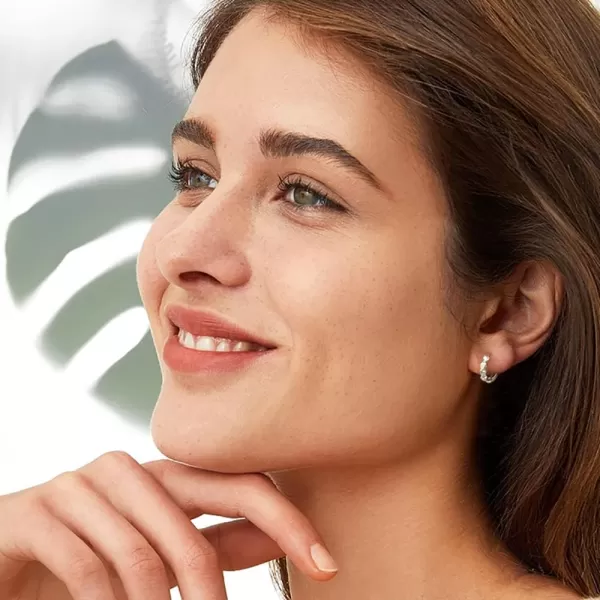 imageDouble Love Heart Cubic Zirconia Sleeper Small Hoop Earrings for Women Teen Girls Cartilage Tiny Cute CZ Huggie Hoops Hypoallergenic for Sensitive Ear