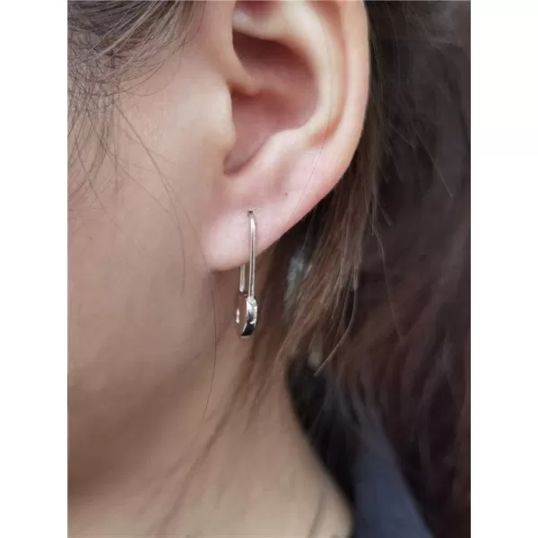 imageHeart Safety Pin Sterling Silver Small Hoop Earrings for Women Girls Minimalist Huggie Hoops Cute Love Lock Cartilage Drop Dangle Earring Fashion Christmas Birthday Thanksgiving Jewelry Gifts 15mmSilverTone