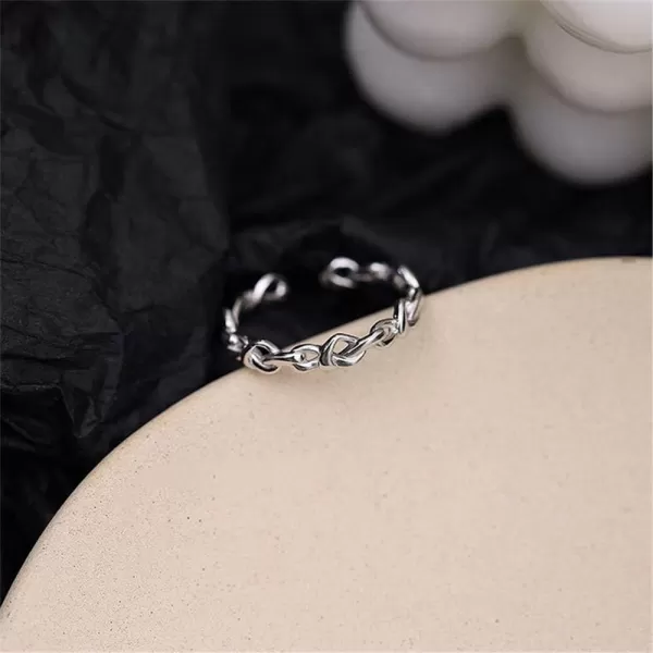 imageInfinity Love Knot Heart S925 Sterling Silver Ring for Women Girls Engagement Promise Statement Eternity Hollow Out Expandable Open Wrap Finger Rings Comfort Fit Dainty Birthday Wedding Jewelry Gift