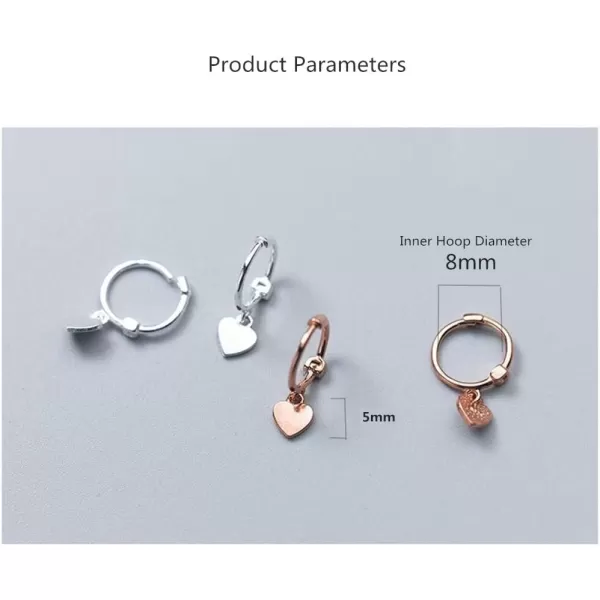 imageMini Love Heart Dangle Small Hoop Earrings for Women Teen Girls S925 Sterling Silver Cartilage Small Tiny Cute Sleeper Dainty Huggie Hoops Jewelry Birthday Gifts for Mother Best Friend 14K Rose Gold