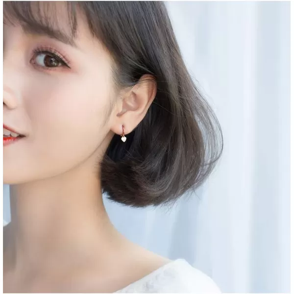 imageMini Love Heart Dangle Small Hoop Earrings for Women Teen Girls S925 Sterling Silver Cartilage Small Tiny Cute Sleeper Dainty Huggie Hoops Jewelry Birthday Gifts for Mother Best Friend 14K Rose Gold