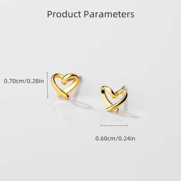 imageMinimalist Golden Heart Sterling Silver Earrings for Women Girls Charm Hollow Love Hearted Stud Tiny Small Cartilage Tragus Post Pin Hypoallergenic Pierced Ear Christmas Birthday Halloween Thanksgiving Jewelry Gifts