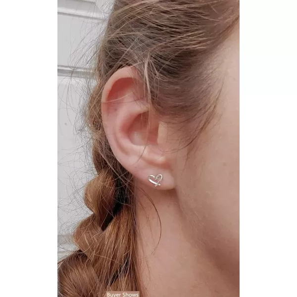 imageMinimalist Heart Sterling Silver Earrings for Women Girls Teens Charm Hollow Love Hearted Stud Tiny Small Cartilage Tragus Post Pin Hypoallergenic Pierced Ear Christmas Birthday Halloween Thanksgiving Jewelry Gifts