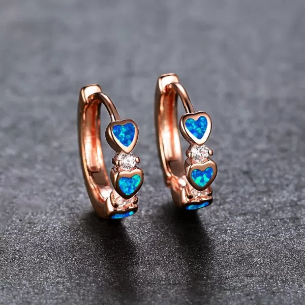 imageOpal Love Heart Hoop Earrings for Women Girls Teens 14K Rose Gold Plated Cubic Zirconia Huggie Small Hoops Cartilage Hypoallergenic NickelFree Dainty Birthday Anniversary Jewelry Gifts Metal Cubic