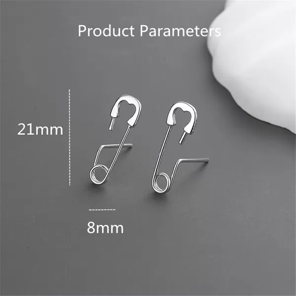 imageSmall Safety Pin Stud Earrings Set for Women Silver Plated Hypoallergenic Tiny Cute Love Heart Charms Drop Dangle Cartilage Tragus Post Piercing Body Jewelry 2 Pairs