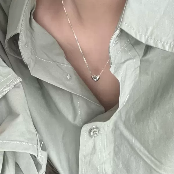 imageSterling Silver Tiny Love Heart Pendant Choker Necklace for Women Simple Mini Dainty Petite Pendant Drop Adjustable Chain Cute Hypoallergenic Jewelry Floating Heart