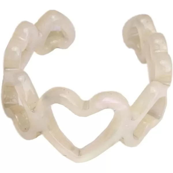 imageAcrylic Hollow Heart Statement Ring for Women Girls Colorful Resin Infinity Love Shaped Open Wide Band Rings Expandable Adjustable Comfort Fit Cute Wedding Engagement Valentine Y2K Party Jewelry Size 811 White