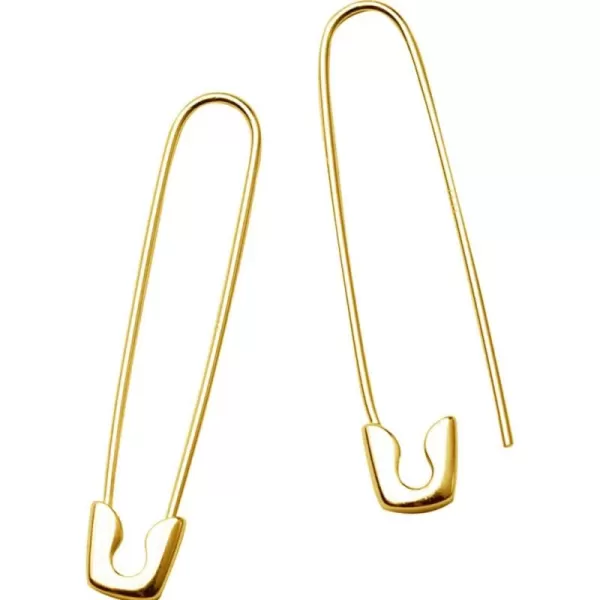 imageBig Safety Pin Cartilage for Women Girls S925 Sterling Silver with Golden Plated Minimalist Hoop Earrings Personalized Dangle Drop 37mm