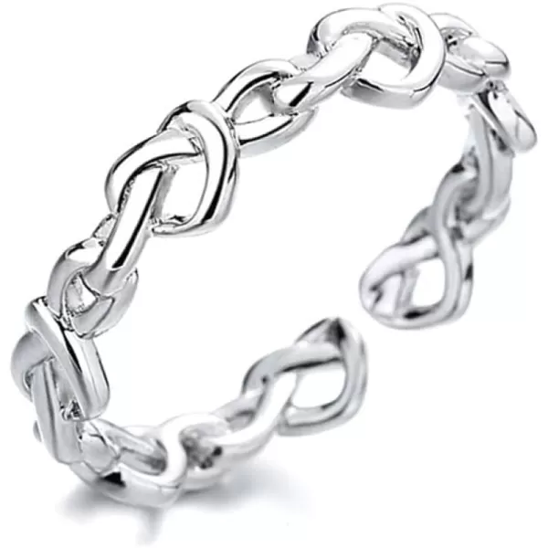 imageInfinity Love Knot Heart S925 Sterling Silver Ring for Women Girls Engagement Promise Statement Eternity Hollow Out Expandable Open Wrap Finger Rings Comfort Fit Dainty Birthday Wedding Jewelry Gift