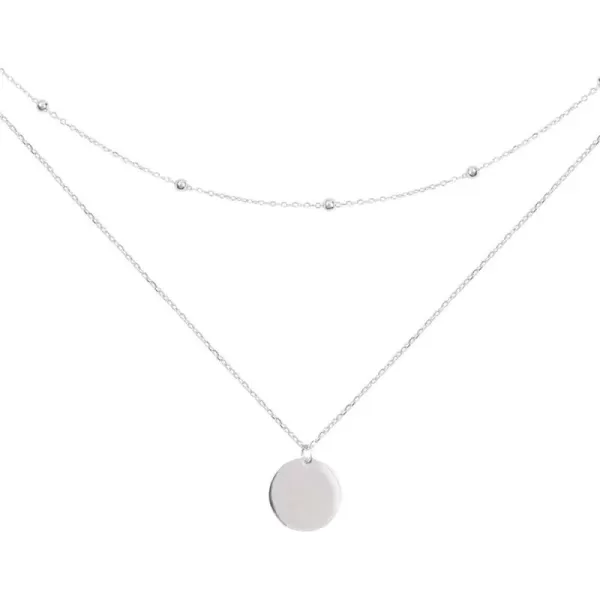 imageLayered Disc Pendant Choker Necklace for Women 925 Sterling SilverToneGoldTone Dainty Full Moon Circle Coin Collar TwoDouble Chain Fashion Y Jewelry Best Box Birthday Wedding Silvery