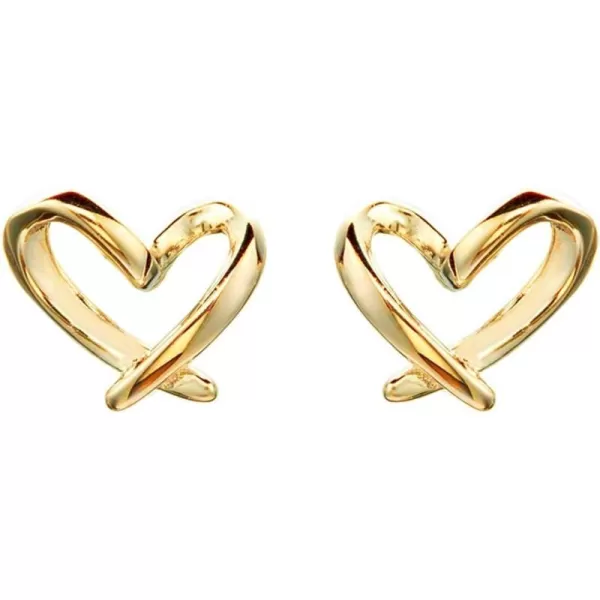 imageMinimalist Golden Heart Sterling Silver Earrings for Women Girls Charm Hollow Love Hearted Stud Tiny Small Cartilage Tragus Post Pin Hypoallergenic Pierced Ear Christmas Birthday Halloween Thanksgiving Jewelry Gifts