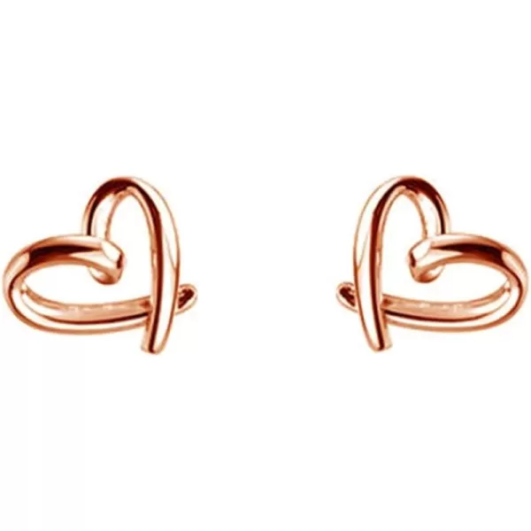 imageMinimalist Heart Sterling Silver Earrings for Women Girls Teens Charm Hollow Love Hearted Stud Tiny Small Cartilage Tragus Post Pin Hypoallergenic Pierced Ear Jewelry Birthday Mothers Day Gifts RoseGold Tone