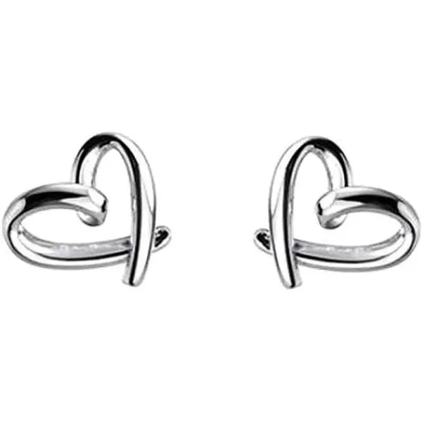 imageMinimalist Heart Sterling Silver Earrings for Women Girls Teens Charm Hollow Love Hearted Stud Tiny Small Cartilage Tragus Post Pin Hypoallergenic Pierced Ear Christmas Birthday Halloween Thanksgiving Jewelry Gifts