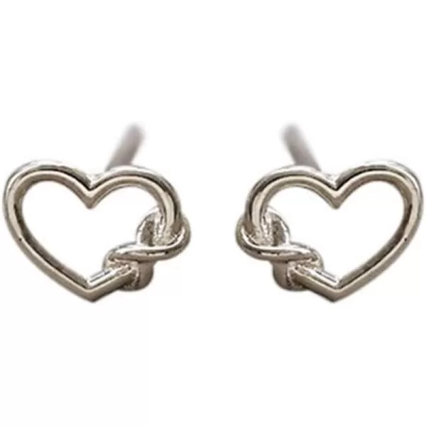 imageMinimalist Infinity Heart Sterling Silver Earrings for Women Cute Hollow Love Hearted Stud Tiny Small Cartilage Tragus Post Pin Hypoallergenic Pierced Ear Jewelry Birthday Holiday Valentine