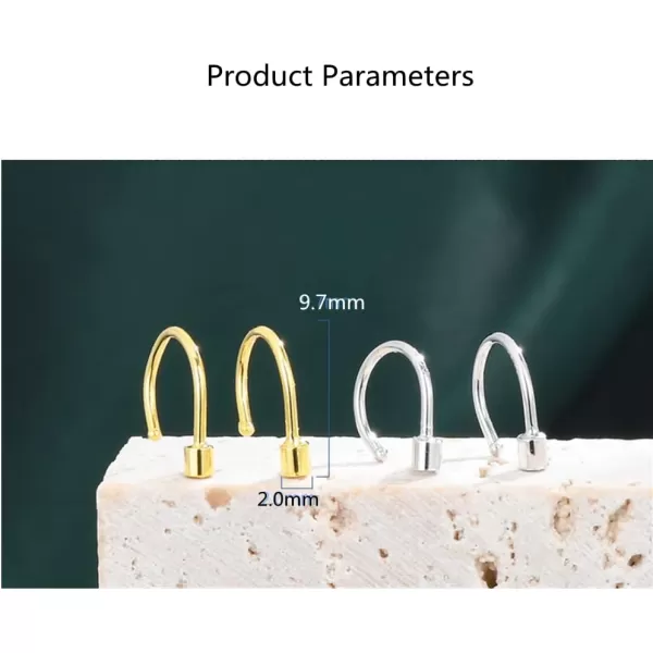 image20G Minimalist Threader Open Hoop Earrings for Women 925 Sterling Silver Hypoallergenic Helix Cartilage Stud U Drop Septum Nose Ring Fashion Simple Jewelry