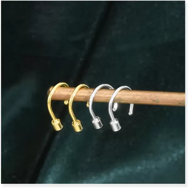 image20G Minimalist Threader Open Hoop Earrings for Women 925 Sterling Silver Hypoallergenic Helix Cartilage Stud U Drop Septum Nose Ring Fashion Simple Jewelry