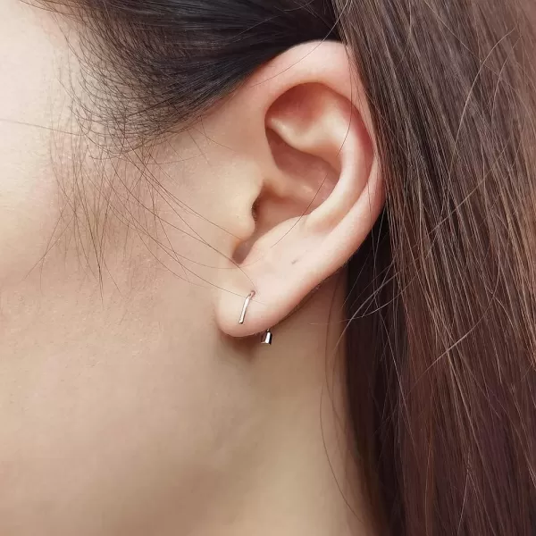 image20G Minimalist Threader Open Hoop Earrings for Women 925 Sterling Silver Hypoallergenic Helix Cartilage Stud U Drop Septum Nose Ring Fashion Simple Jewelry