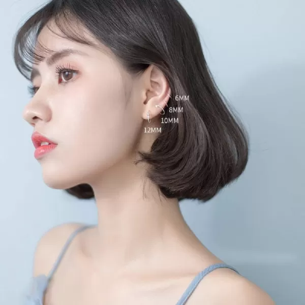 image20G Sterling Silver Ball Bead Sleeper Tiny Small Hoop Earrings Tragus Cartilage Nose Rings Septum Dainty Piercing Huggie Hoops3Pairs 81012mm