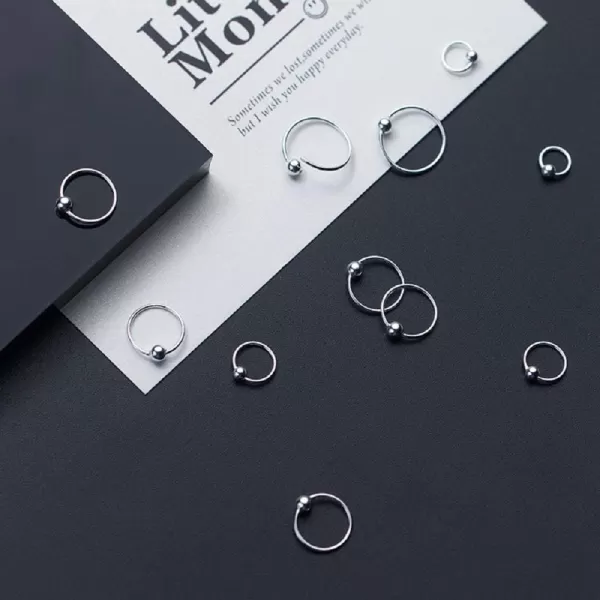 image20G Sterling Silver Ball Bead Sleeper Tiny Small Hoop Earrings Tragus Cartilage Nose Rings Septum Dainty Piercing Huggie Hoops3Pairs 81012mm