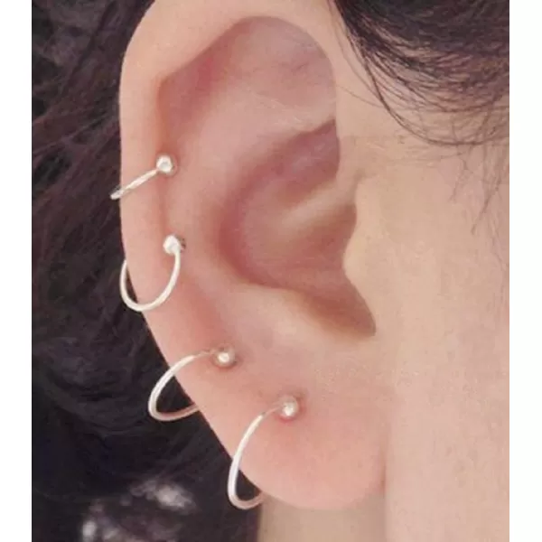 image20G Sterling Silver Ball Bead Sleeper Tiny Small Hoop Earrings Tragus Cartilage Nose Rings Septum Dainty Piercing Huggie Hoops3Pairs 81012mm