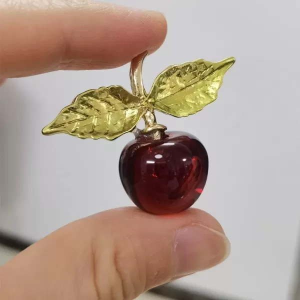 imageEnamel Cherry Fruit Brooch Pin for Women Girls Gold Tone Crystal Fashion Green Leaf Cute Brooches Lapel Breastpin Dainty Creative Dress Accessories Christmas Birthday Party Decor Jewelry