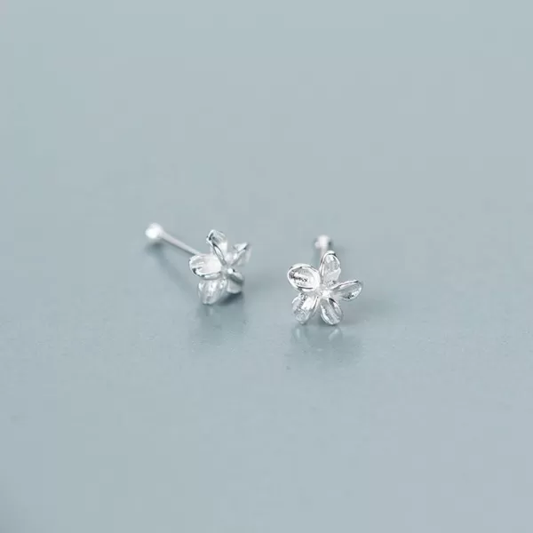 imageFlower Nose Rings Studs 22 Gauge Body Piercing Jewelry for Women S925 Sterling Silver Tiny Plumeria Cute Ball Bead Labret Screw Nose Stud Post Pin Hypoallgenic Dainty Body Jewelry