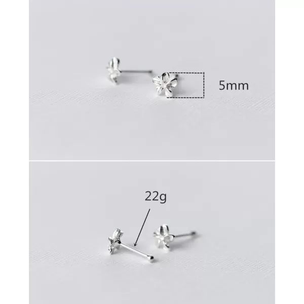 imageFlower Nose Rings Studs 22 Gauge Body Piercing Jewelry for Women S925 Sterling Silver Tiny Plumeria Cute Ball Bead Labret Screw Nose Stud Post Pin Hypoallgenic Dainty Body Jewelry